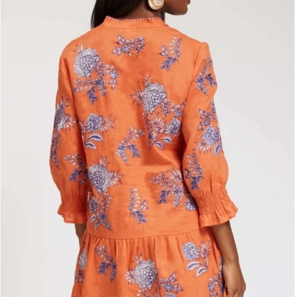 Tyler Boe Tiger Lily Dress with Blue Embroidery - Picture 8 of 10